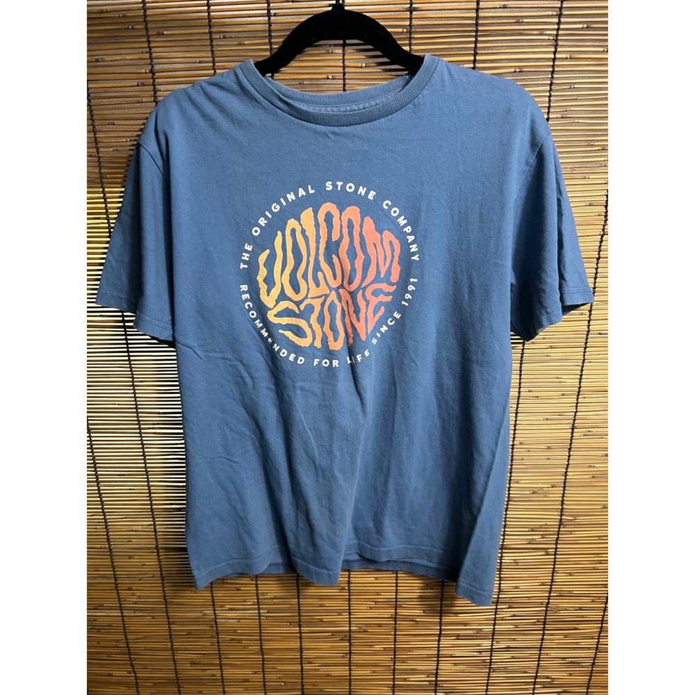 Volcom Stone Graphic T-Shirt Youth Large Blue Short Sleeve 100% Cotton